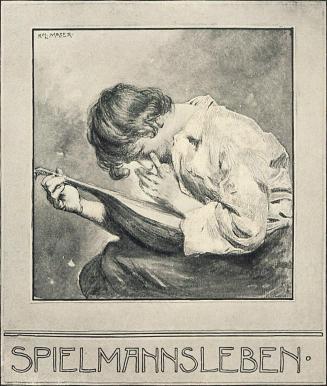 Koloman Moser, Illustration "Spielmannsleben" von B. A. Baer, 1896, Buchdruck, Blattmaße: 28,5  ...