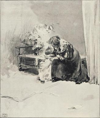 Koloman Moser, Illustration "Sehr schmerzlich", 1896, Buchdruck, Blattmaße: 28,5 × 20,5 cm, Uni ...
