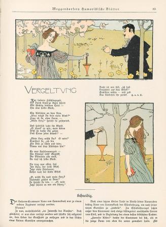 Koloman Moser, Illustration "Vergeltung" von H. v. d. O., 1895, Buchdruck in Farbe, Blattmaße:  ...