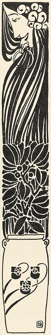 Koloman Moser, IIlustration "Ein Bauernschriftsteller" von Jakob Lippmann, 1898, Buchdruck, Bla ...