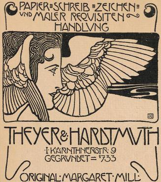 Koloman Moser, Werbeinserat für die Papier- und Schreibwarenhandlung "Theyer & Hardtmuth", 1900 ...