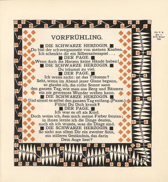 Koloman Moser, Illustration "Vorfrühling" von Rainer Maria Rilke, 1901, Buchdruck in Farbe, Bla ...