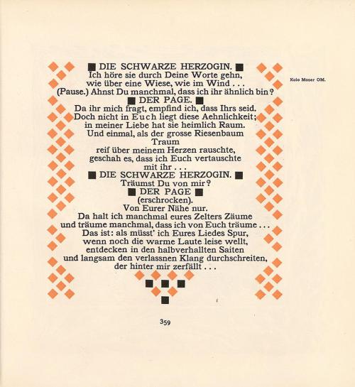 Koloman Moser, Illustration "Vorfrühling" von Rainer Maria Rilke, 1901, Buchdruck in Farbe, Bla ...