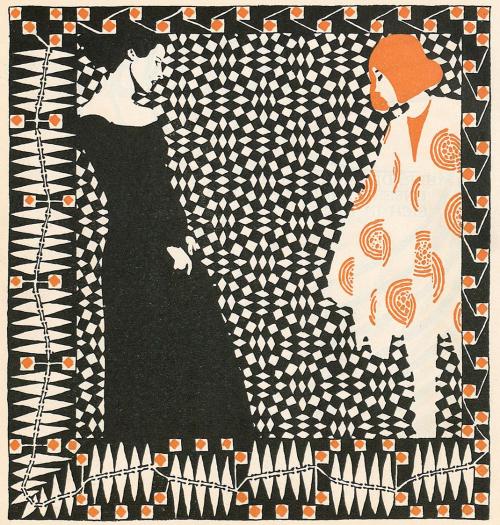 Koloman Moser, Illustration "Vorfrühling" von Rainer Maria Rilke, 1901, Buchdruck in Farbe, Bla ...