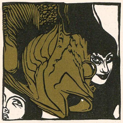 Koloman Moser, Nixen, 1902, Farbholzschnitt, Blattmaße: 25,5 × 23,5 cm, Belvedere, Wien, Inv.-N ...