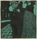 Koloman Moser, Drei Frauen an einer Straßenecke, 1903, Farbholzschnitt, Blattmaße: 25,5 × 23,5  ...