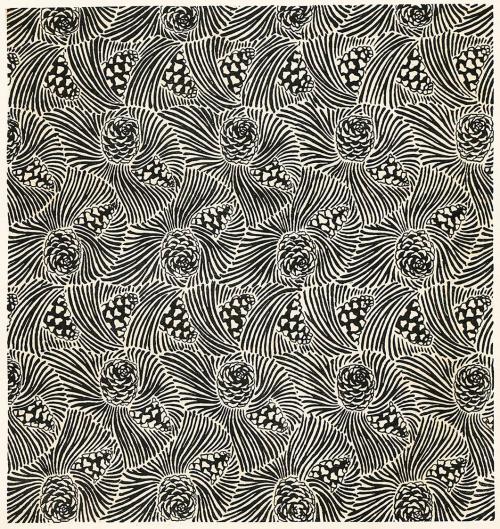 Koloman Moser, Flächenmuster "Pinus Austriacus", 1899, Buchdruck, Blattmaße: 29 × 28,2 cm, Staa ...