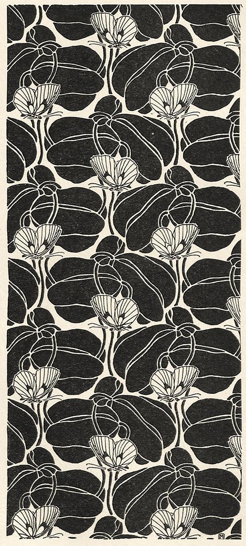 Koloman Moser, Flächenmuster "Die schwarzen Tulpen", 1899, Buchdruck, Blattmaße: 29 × 28,2 cm,  ...