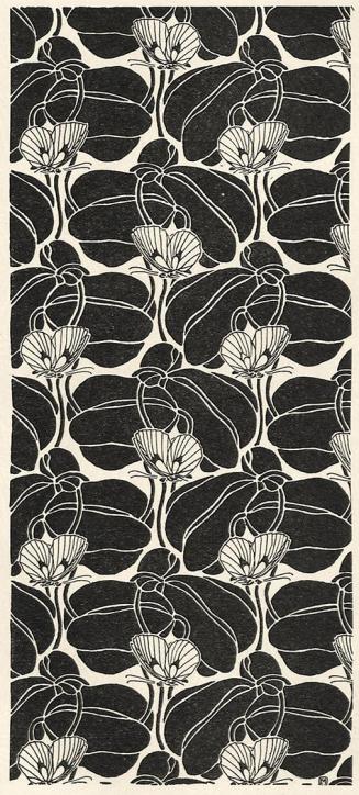 Koloman Moser, Flächenmuster "Die schwarzen Tulpen", 1899, Buchdruck, Blattmaße: 29 × 28,2 cm,  ...