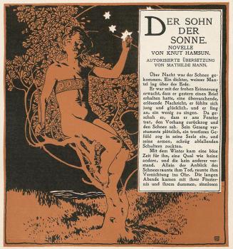 Koloman Moser, Vignette "Der Sohn der Sonne" von Knut Hamsun, 1899, Buchdruck in Farbe, Blattma ...