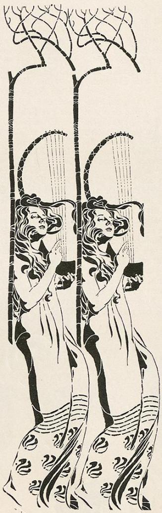 Koloman Moser, Leierspielerinnen, 1899, Buchdruck, Blattmaße: 29 × 28,2 cm, Staatliche Museen z ...