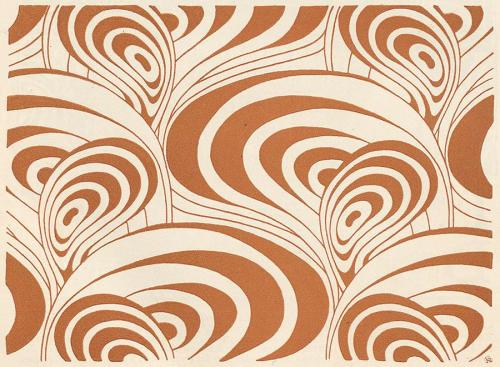 Koloman Moser, Flächenmuster "Föhn", 1899, Buchdruck in Farbe, Blattmaße: 29 × 28,2 cm, Staatli ...