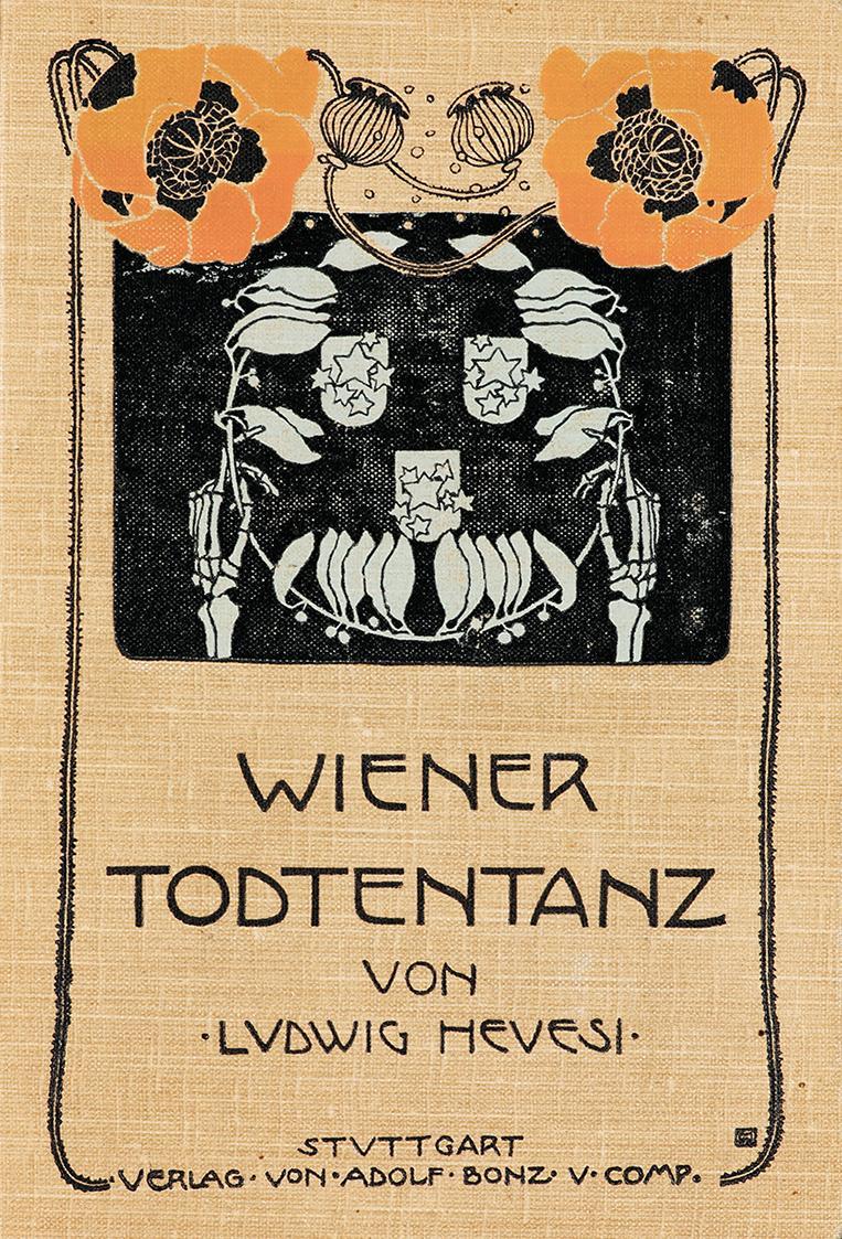 Koloman Moser, "Wiener Todtentanz" von Ludwig Hevesi, 1899, Farbprägedruck auf Leinen, 16,5 × 1 ...