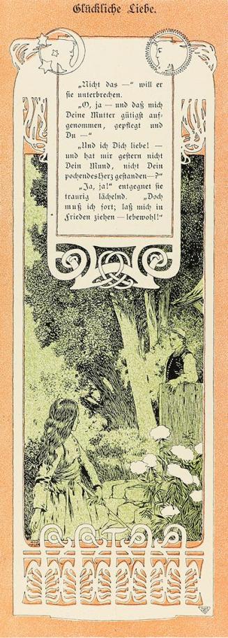 Koloman Moser, IIlustration "Glückliche Liebe", 1898, Buchdruck in Farbe, Blattmaße: 28,5 × 20, ...