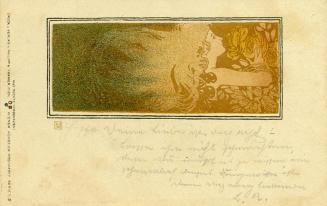 Koloman Moser, Wiener Künstler-Postkarte Serie V / 5, 1898, Farblithografie mit Goldfarbe, Blat ...