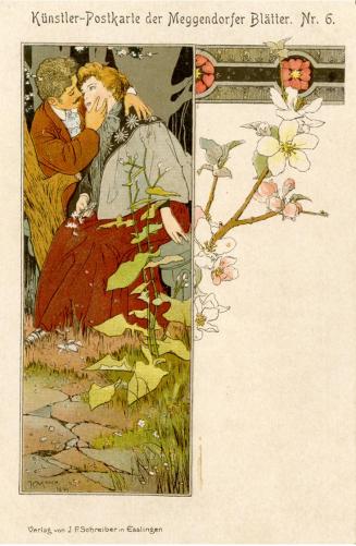 Koloman Moser, Künstler-Postkarte Meggendorfers Humoristische Blätter Nr. 6, 1894, Farblithogra ...
