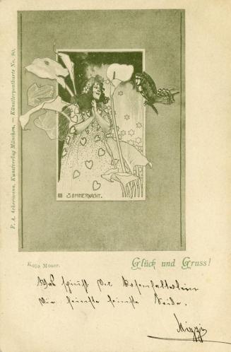 Koloman Moser, Künstlerpostkarte Nr. 90, 1897, Lithografie, Blattmaße: 14 × 9,4 cm, Privatbesit ...