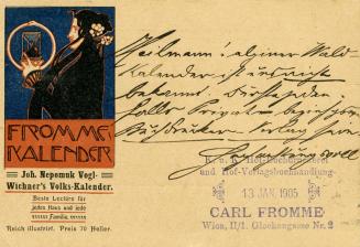 Koloman Moser, Postkarte "Frommes Kalender", 1899, Farblithografie, Blattmaße: 9 × 14 cm, Priva ...