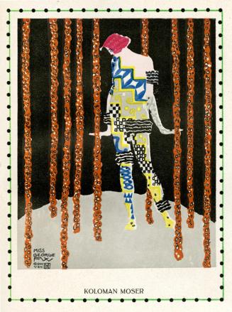 Koloman Moser, Kostümentwurf für die Tänzerin Miss Olga George, 1911, Buchdruck in Farbe, Blatt ...