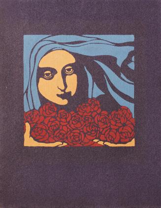 Koloman Moser, Mädchenkopf mit Rosen, 1898, Schablonendruck auf Papier, Blattmaße: 34,5 x 27 cm ...