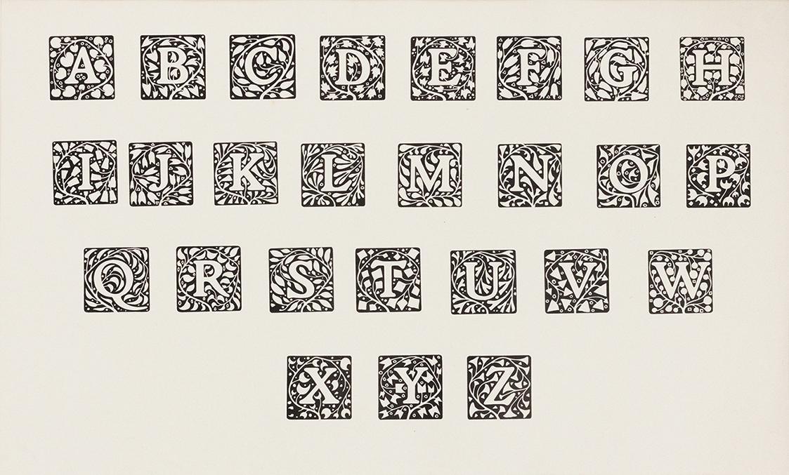 Koloman Moser, Initialen, 1904, Holzschnitt, Blattmaße: 25 × 38,3 cm, Privatbesitz, Österreich