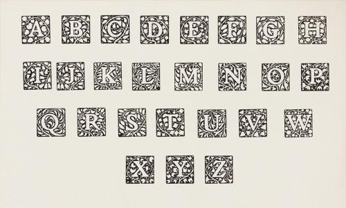 Koloman Moser, Initialen, 1904, Holzschnitt, Blattmaße: 25 × 38,3 cm, Privatbesitz, Österreich