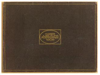 Koloman Moser, Präsentationsmappe für die Österreichischen Jubiläumspostkarten, 1908, Goldgeprä ...