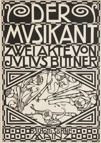 Koloman Moser, Einband Partitur "Der Musikant" von Julius Bittner, 1909, Lithographie, Blattmaß ...