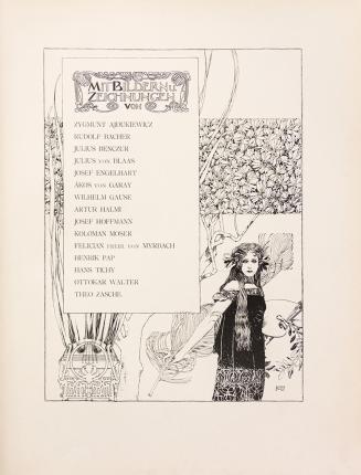 Koloman Moser, Künstlerliste, 1898, Lithografie, Blattmaße: 44,7 × 35 cm, Universitätsbibliothe ...