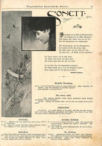 Koloman Moser, Illustration "Sonett" von Christian Flüggen, 1897, Buchdruck, Blattmaße: 28,5 ×  ...