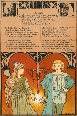 Koloman Moser, IIlustration "Die Liebe" von Berthold Feiwel, 1897, Buchdruck in Farbe, Blattmaß ...