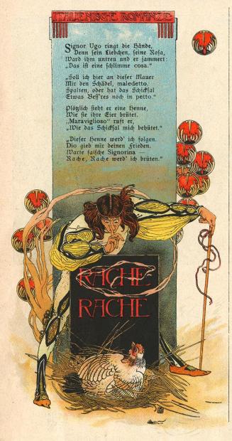 Koloman Moser, IIlustration "Rache Rache", 1897, Buchdruck in Farbe, Blattmaße: 28,5 × 20,5 cm, ...