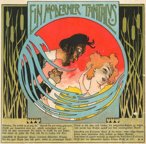 Koloman Moser, IIlustration "Ein moderner Tantalus" von G. S., 1897, Buchdruck in Farbe, Blattm ...