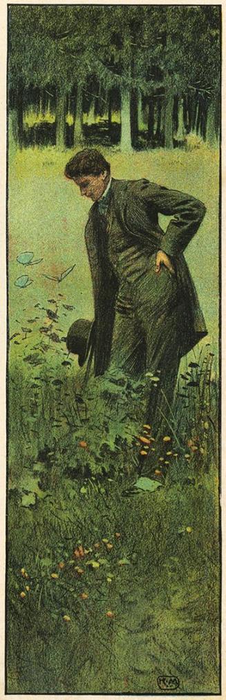 Koloman Moser, IIlustration "Waldfrühling" von Friedrich Detjens, 1897, Buchdruck in Farbe, Bla ...