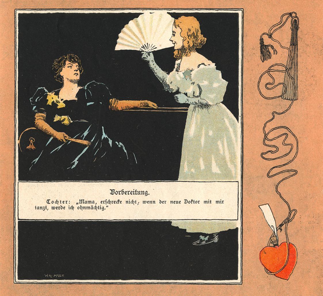 Koloman Moser, Illustration "Vorbereitung", 1897, Buchdruck in Farbe, Blattmaße: 28,5 × 20,5 cm ...