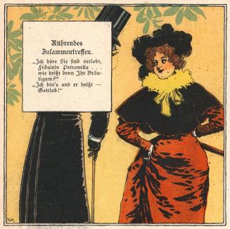 Koloman Moser, Illustration "Rührendes Zusammentreffen", 1897, Buchdruck in Farbe, Blattmaße: 2 ...