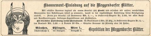 Koloman Moser, Werbeinserat "Meggendorfers Humoristische Blätter", 1897, Buchdruck, Blattmaße:  ...