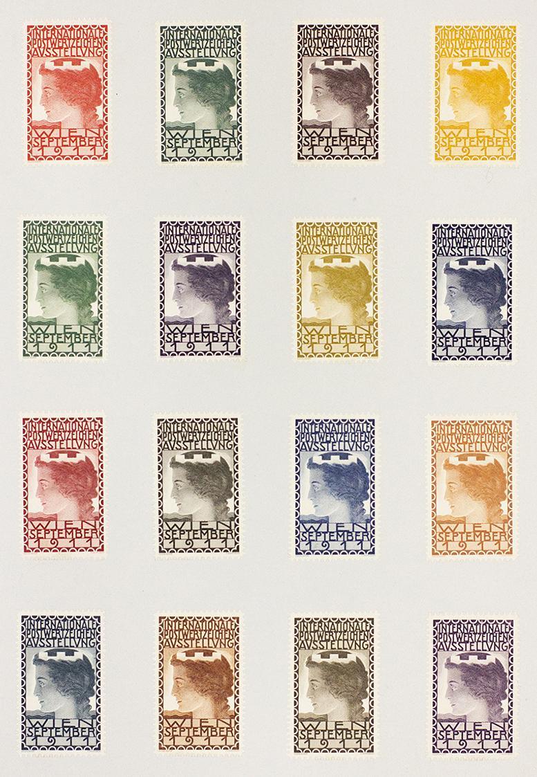 Koloman Moser, Vignetten "Internationale Postwertzeichen Ausstellung Wien September 1911", 1911 ...