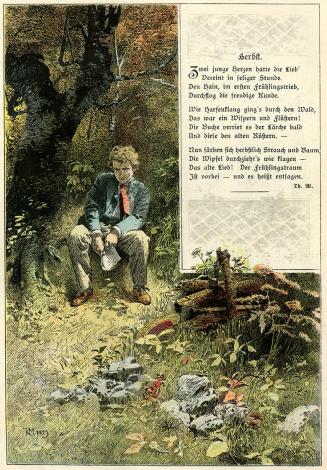 Koloman Moser, IIlustration "Herbst", 1894, Buchdruck in Farbe, Blattmaße: 28,8 × 20,5 cm, Würt ...