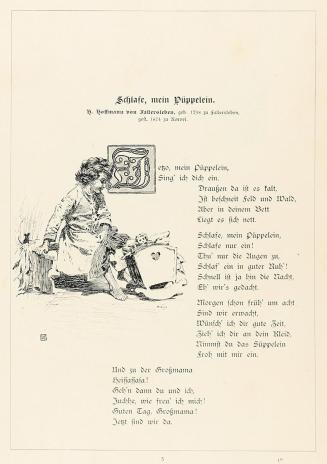 Koloman Moser, Illustration "Schlafe, mein Püppelein" von H. Hoffmann von Fallersleben, 1897, B ...