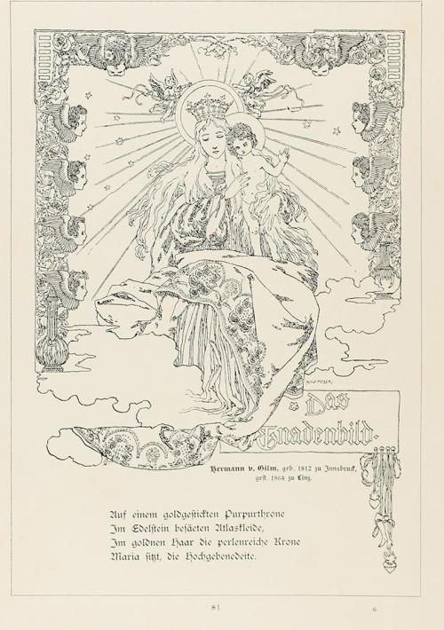 Koloman Moser, Illustration "Das Gnadenbild" von Hermann von Gilm, 1897, Buchdruck, Blattmaße:  ...