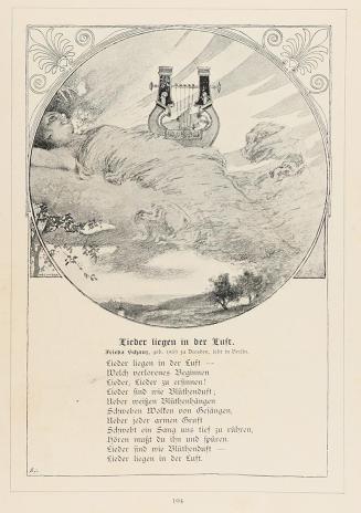 Koloman Moser, Illustration "Lieder liegen in der Luft" von Frieda Schanz, 1897, Buchdruck, Bla ...