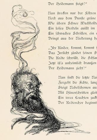 Koloman Moser, Illustration "Der Heidemann" von Annette von Droste-Hülshoff, 1897, Buchdruck, B ...