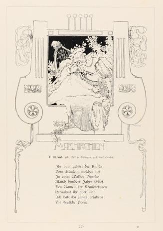 Koloman Moser, Illustration "Maehrchen" von Ludwig Uhland, 1897, Buchdruck, Blattmaße: 26,7 × 1 ...
