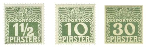 Koloman Moser, Briefmarke "Österreichische Post in der Levante", 1908, Buchdruck in Farbe, Blat ...