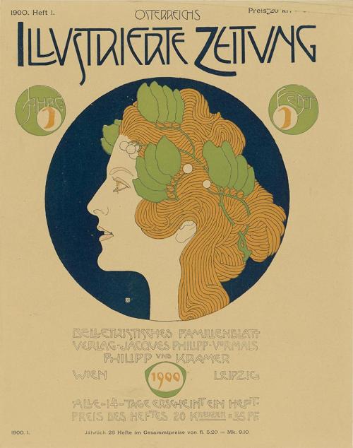 Koloman Moser, Probedruck zum Titelblatt "Österreichs Illustrierte Zeitung", 1900, Farblithogra ...