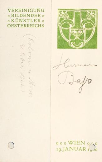 Koloman Moser, Einladungskarte, 1900, Buchdruck in Farbe, 13,9 x 8,9 cm, Theatermuseum, Wien, I ...