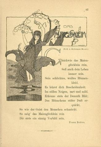 Koloman Moser, Illustration "Das Maiglöcklein" von Franz Bobies, 1896, Buchdruck, Blattmaße: 19 ...