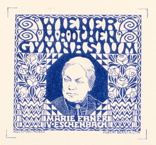 Koloman Moser, Probedruck Vignette "Wiener Mädchen Gymnasium", 1910, Farblithografie, Blattmaße ...