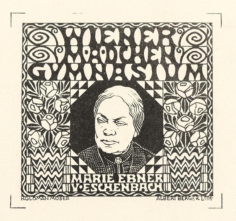 Koloman Moser, Probedruck Vignette "Wiener Mädchen Gymnasium", 1910, Farblithografie, Blattmaße ...